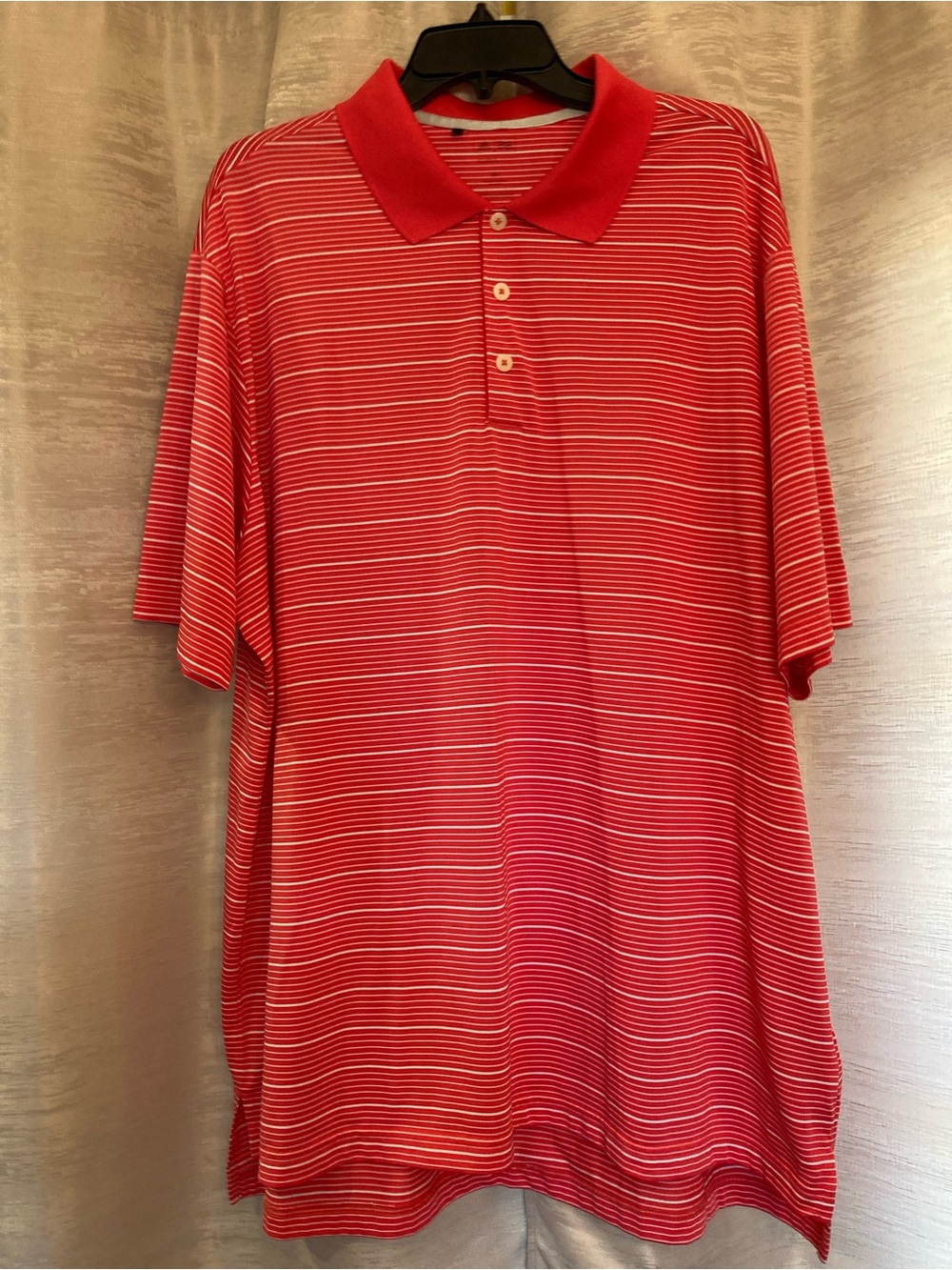 Adidas Orange and White Striped Polo Shirt - Men's Classic Short Sleeve 2XL